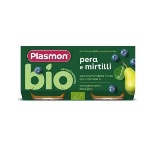 Confezione da 2 vasetti di omogeneizzato biologico alla pera e mirtillo Plasmon BIO