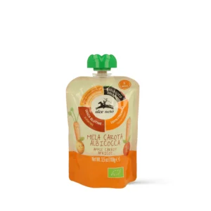 Confezione pouch da 100g di Alce Nero Purea Bio Mela Carote e Albicocca