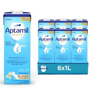 Confezione formato scorta da 6 bottiglie da 1 Litro di latte di crescita liquido Aptamil 4