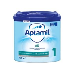 Confezione in barattolo da 400g di Aptamil AR 1 alimento in polvere antiriflusso per lattanti