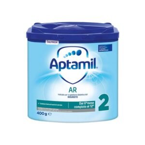 Confezione in barattolo da 400g di Aptamil AR 2 alimento in polvere antiriflusso di proseguimento