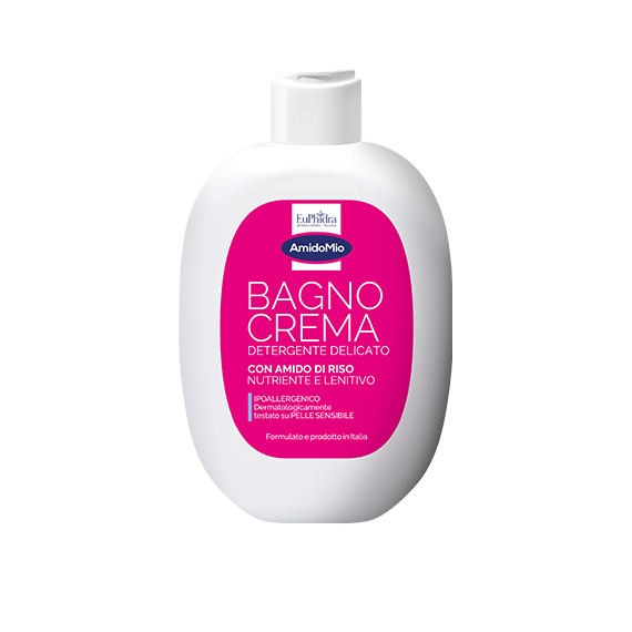 euphidra-amidomio-bagno-crema-idratante-pelli-secche-sensibili-400ml Flacone da 400ml con erogatore a pompa di EuPhidra AmidoMio Bagno Crema Idratante