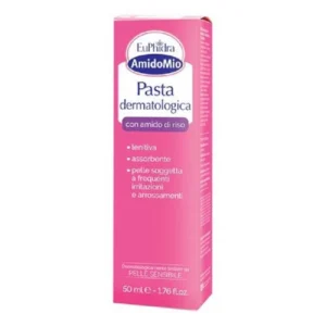 Tubo e astuccio da 50ml di EuPhidra AmidoMio Pasta Dermatologica per irritazioni cutanee