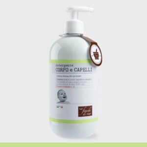 Flacone da 400ml con dosatore di Fiocchi di Riso Detergente Corpo e Capelli profumazione Talco