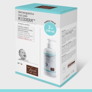Confezione bipacco convenienza da due flaconi di Fiocchi di Riso Intimo Mioderm detergente intimo neonati