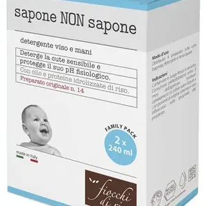 Confezione bipacco offerta risparmio da due flaconi di Fiocchi di Riso Sapone Non Sapone detergente mani e viso