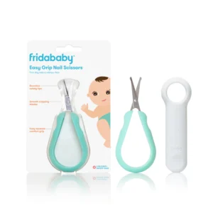 Forbici per unghie neonato Frida Baby con impugnatura ergonomica azzurra e custodia