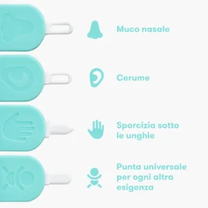 Strumento Picker 3-in-1 Frida Baby azzurro per la pulizia di naso orecchie unghie e ombelico