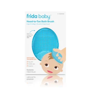spazzola in silicone azzurra Frida Baby con ventosa per il bagnetto del neonato