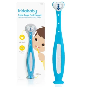 Spazzolino triangolare blu Frida Baby a 3 facce per bambini da 2 anni in su