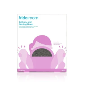 Camicia da notte premaman travaglio e allattamento Frida Mom di colore grigio scuro