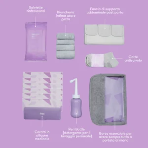 Kit Frida Mom specifico per il recupero post parto cesareo con flacone risciacquo salviette e fascia