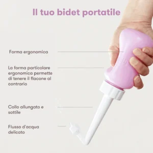 Bottiglia capovolta Peri Bottle di Frida Mom per il risciacquo intimo post parto con custodia