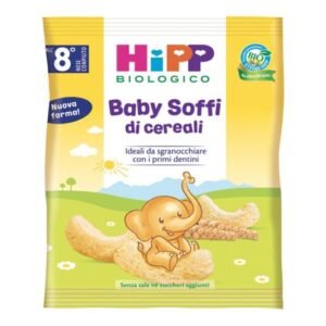 Confezione in sacchetto da 30g di Baby Soffi di Cereali biologici estrusi HiPP per lo svezzamento