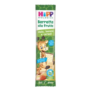 Confezione monodose da 20g di barretta biologica alla mela, banana e cereali HiPP per bambini dal dodicesimo mese