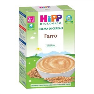 Confezione in astuccio da 200g di crema di farro biologico HiPP crema di cereali istantanea per lo svezzamento