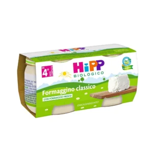 Confezione multipack da 2 vasetti di HiPP omogeneizzato biologico di formaggino classico per lo svezzamento