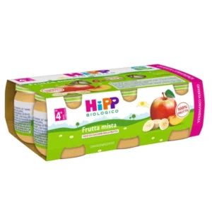 Confezione multipack da 6 vasetti di HiPP omogeneizzato biologico alla frutta mista per lo svezzamento