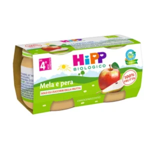 Confezione multipack da 2 vasetti di HiPP omogeneizzato biologico al gusto mela e pera per lo svezzamento