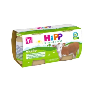 Confezione multipack da 2 vasetti di HiPP omogeneizzato biologico al vitello per lo svezzamento