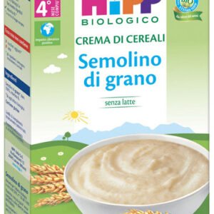 Confezione in astuccio da 200g di semolino di grano biologico HiPP crema di cereali istantanea per lo svezzamento
