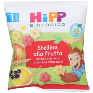 Confezione di Stelline alla Frutta HiPP Organic da 30 grammi per bambini.