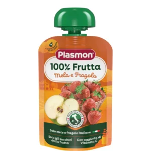 Confezione spremimi da 100g di frutta frullata alla mela e fragola Plasmon