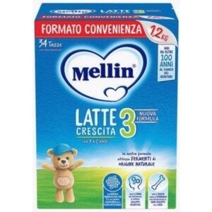 Confezione formato convenienza da 1,2 kg di latte di crescita in polvere Mellin 3 per bambini da 1 a 3 anni