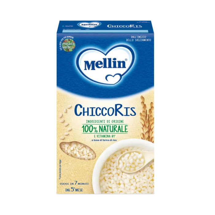 Confezione da 320g di pastina di riso senza glutine ChiccoRis Mellin per neonati