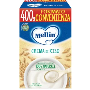 Confezione da 400g di crema di riso istantanea Mellin per svezzamento