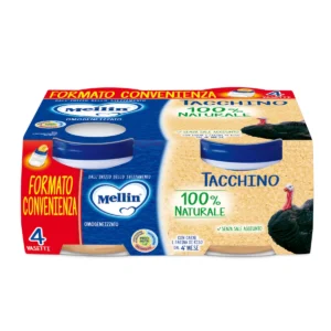 Confezione da 4 vasetti di omogeneizzato di tacchino Mellin per svezzamento