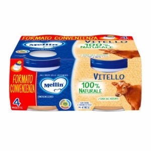 Confezione da 4 vasetti di omogeneizzato di vitello Mellin per svezzamento