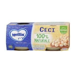 Confezione da 2 vasetti di omogeneizzato di ceci decorticati Mellin per svezzamento