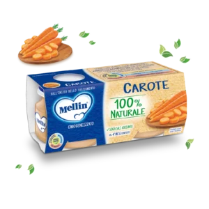 Confezione da 2 vasetti di omogeneizzato di carote Mellin per svezzamento