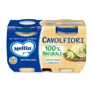 Confezione da 2 vasetti di omogeneizzato di cavolfiore Mellin per lo svezzamento dei neonati
