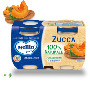 Confezione da 2 vasetti di omogeneizzato di zucca Mellin per svezzamento