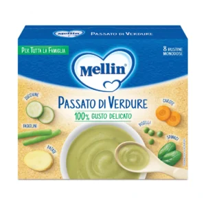Confezione da 8 bustine di passato di verdure istantaneo monodose Mellin per neonati