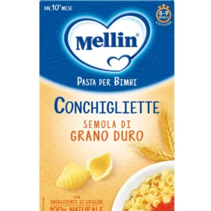 Confezione da 280g di pasta conchigliette di semola di grano duro Mellin per bambini