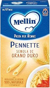 Confezione in astuccio da 280g di pasta Pennette di semola di grano duro Mellin