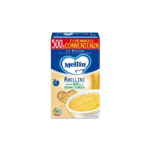 Confezione da 500g di pastina modello anellini Mellin per lo svezzamento dei neonati
