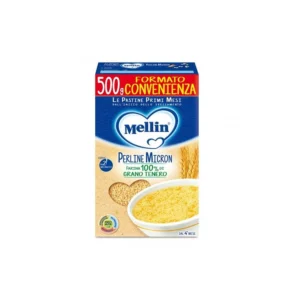 Confezione in astuccio da 500g di pastina Perline Micron Mellin per svezzamento