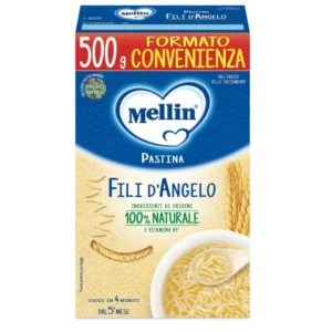 Confezione da 500g di pastina Fili d'Angelo di grano tenero Mellin per svezzamento