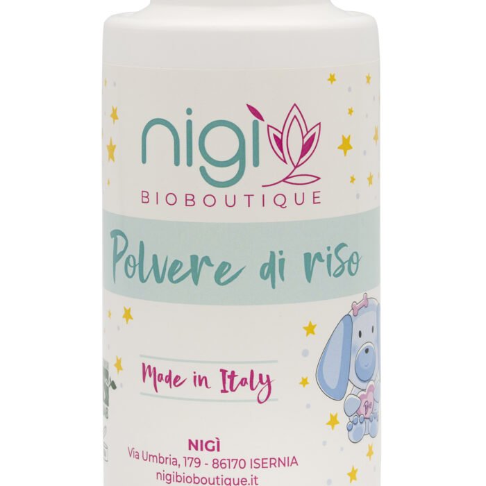 Flacone spargitore di polvere di riso purissima Nigi Bioboutique da 150g per neonati