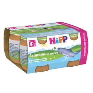 Confezione Omogeneizzato Biologico di Salmone con Verdure HiPP per svezzamento