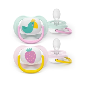 Coppia di succhietti rosa Philips Avent Ultra Air 0-6m per bambina con custodia