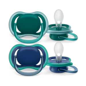 Coppia di succhietti azzurri Philips Avent Ultra Air 6-18m per bambino con custodia