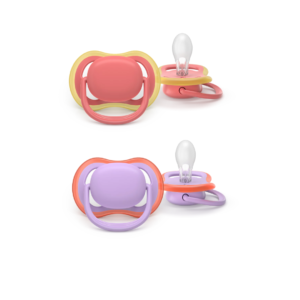 Coppia di succhietti rosa Philips Avent Ultra Air 18m+ per bambina con custodia