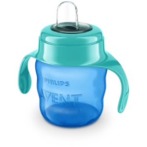 Tazza con beccuccio morbido inclinato e manici antiscivolo Philips Avent da 200ml azzurra