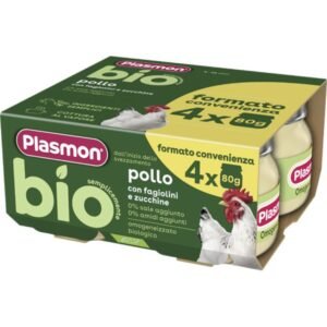 Confezione da 4 vasetti di omogeneizzato biologico di carne di pollo Plasmon BIO