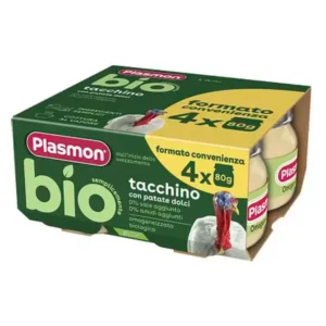 Confezione da 4 vasetti di omogeneizzato biologico di carne di tacchino Plasmon BIO